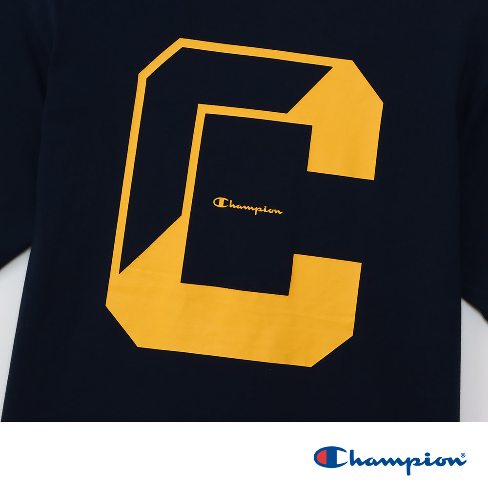 男款-BASIC 大C印花短袖TEE-深藍色（C3-B339-370）