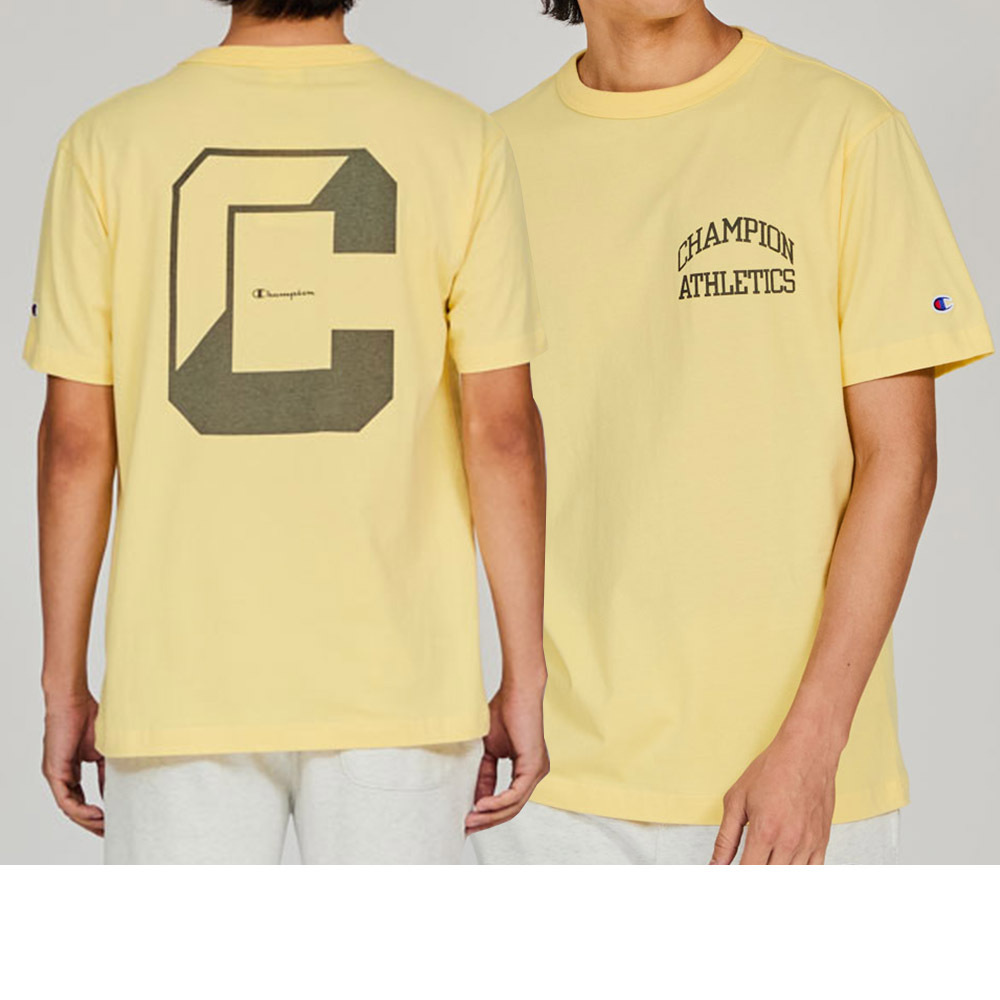 男款-BASIC 大C印花短袖TEE-黃色（C3-B339-721）