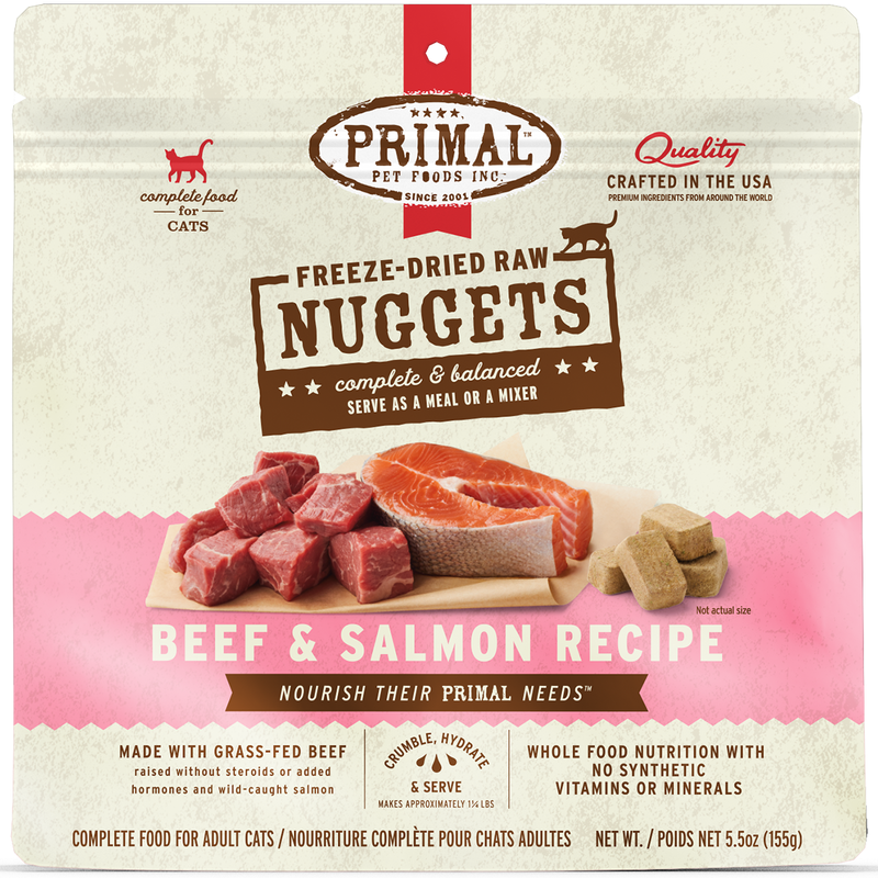 Primal – 凍乾生肉糧 牛肉+三文魚配方 Beef with Salmon Formula 155g/5.5oz (細)
