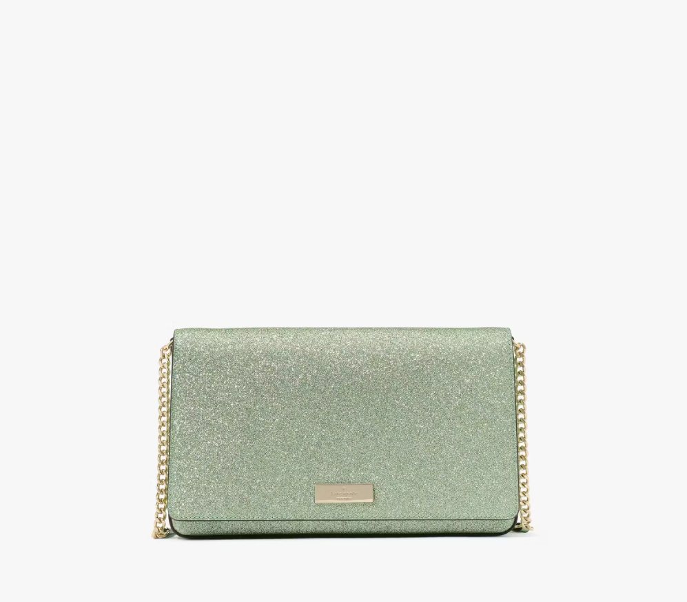 [S] KATE SPADE KK330 KENZIE GLITTER MIXED M CONVERTIBLE CROSSBODY,SEAWATER, 196021556487 (SKS1562)