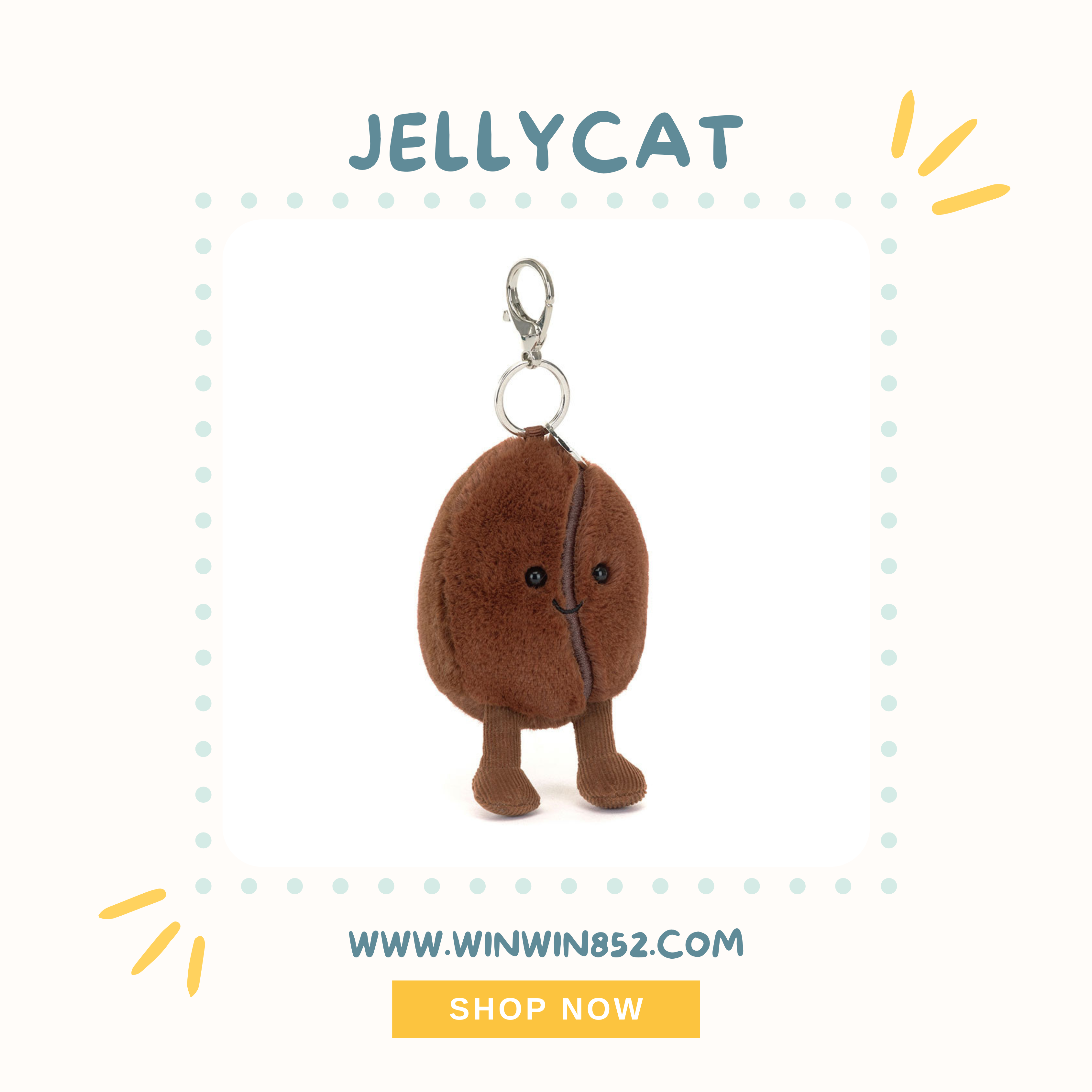Jellycat Amuseables Coffee Bean Bag Charm