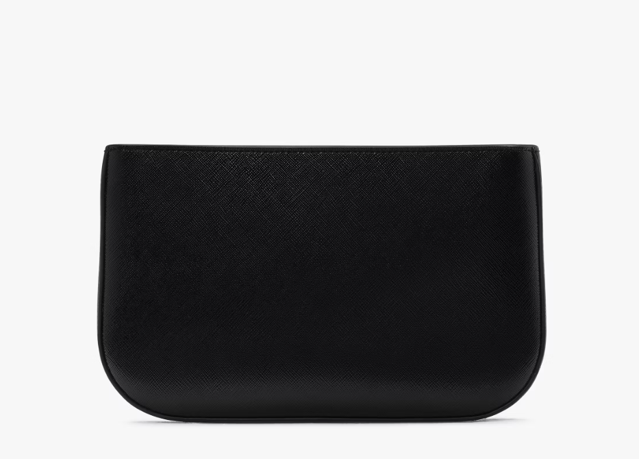 [S] KATE SPADE KK048 KENZIE PATENT SAFFIANO LILLY POCHETTE,BLACK, 196021552953 (SKS1417)