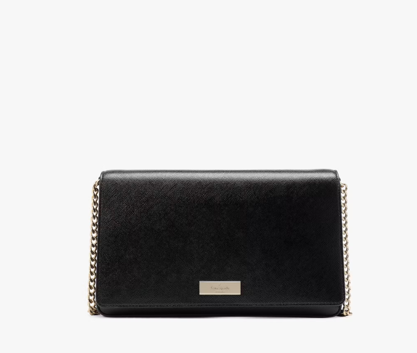 [S] KATE SPADE KK035 KENZIE PATENT SAFFIANO CONVERTIBLE CROSSBODY,BLACK, 196021554575 (SKS1554)