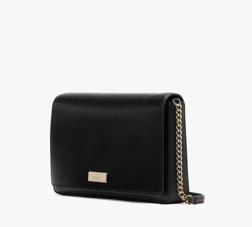 [S] KATE SPADE KK035 KENZIE PATENT SAFFIANO CONVERTIBLE CROSSBODY,BLACK, 196021554575 (SKS1554)