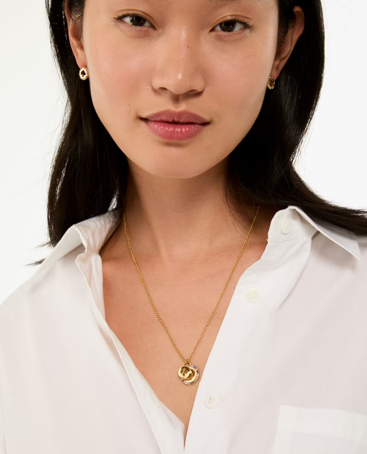[S] KATE SPADE KJ707 SPOT THE SPADE NECKLACE,GOLD/MULTI, 196021557576 (SKS1576)