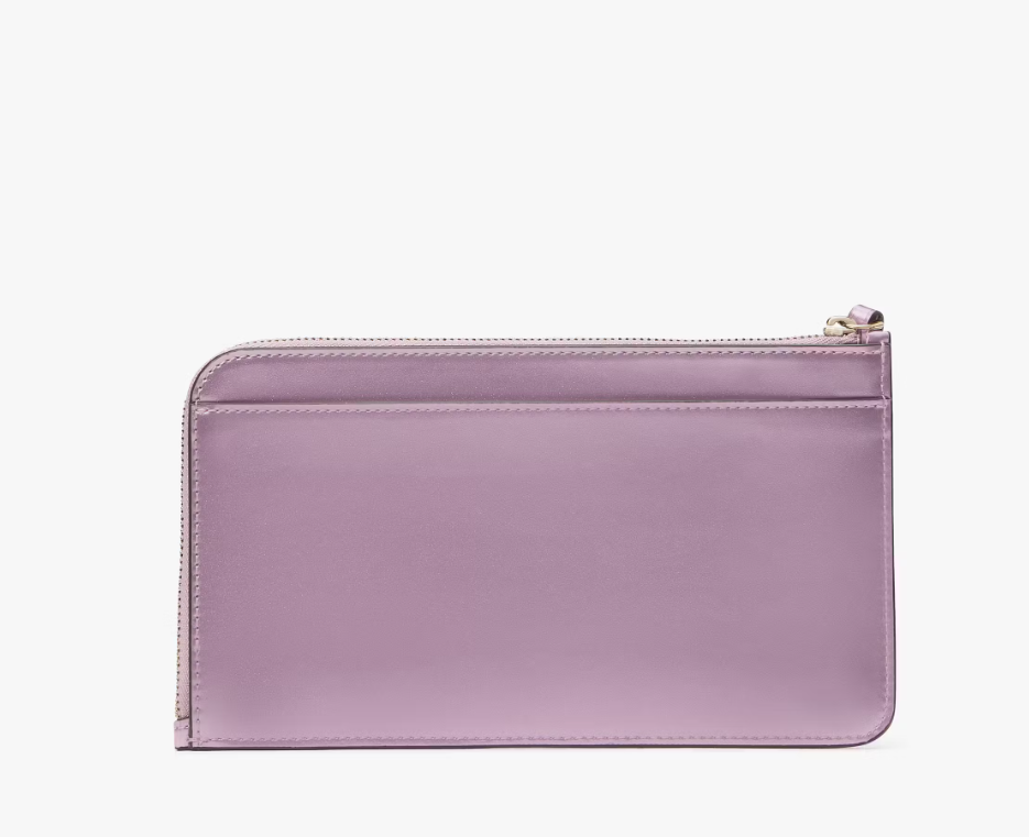 [S] KATE SPADE KJ029 LUCY MEDIUM LZIP WRISLET PATENT FABRIC,QUARTZ PINK, 196021552762 (SKS1343)