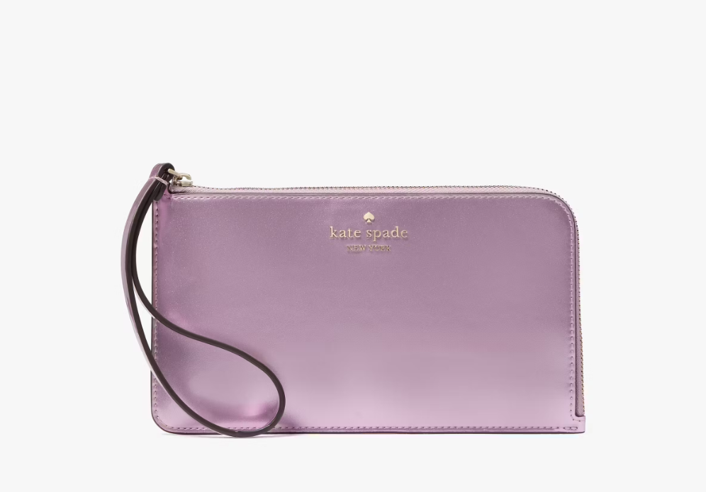 [S] KATE SPADE KJ029 LUCY MEDIUM LZIP WRISLET PATENT FABRIC,QUARTZ PINK, 196021552762 (SKS1343)