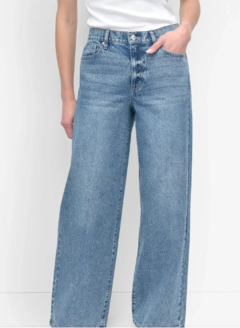 [S] DKNY CEDAR STREET HIGH RISE WIDE LEG PANT WITH RHINESTONE, DJ5M4084-JEE [FINAL SALE] (SD1317)