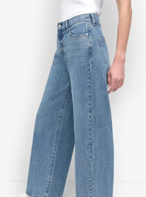 [S] DKNY CEDAR STREET HIGH RISE WIDE LEG PANT WITH RHINESTONE, DJ5M4084-JEE [FINAL SALE] (SD1317)