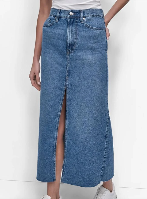 [S] DKNY CEDAR STREET HIGH RISE A-LINE MAXI SKIRT W/FRONT VENT, DJ5K9550-JEE FINAL SALE (SD1439)