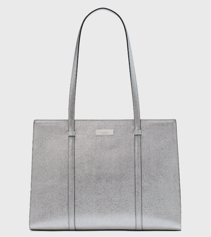 [S] KATE SPADE KI965 KENZIE METALLIC SAFFIANO GIFTING TOTE,LUNAR LIGH, 196021555138 (SKS1428)