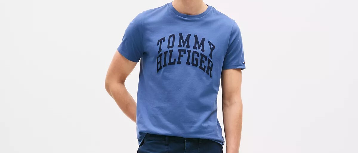 [S] TOMMY HILFIGER WORDING BLUE BLOCK LETTER LOGO T-SHIRT, 78JB745-420 (STH1225)