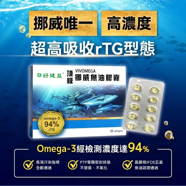 好健益-頂級挪威Omega-3高濃度94% rTG好吸收