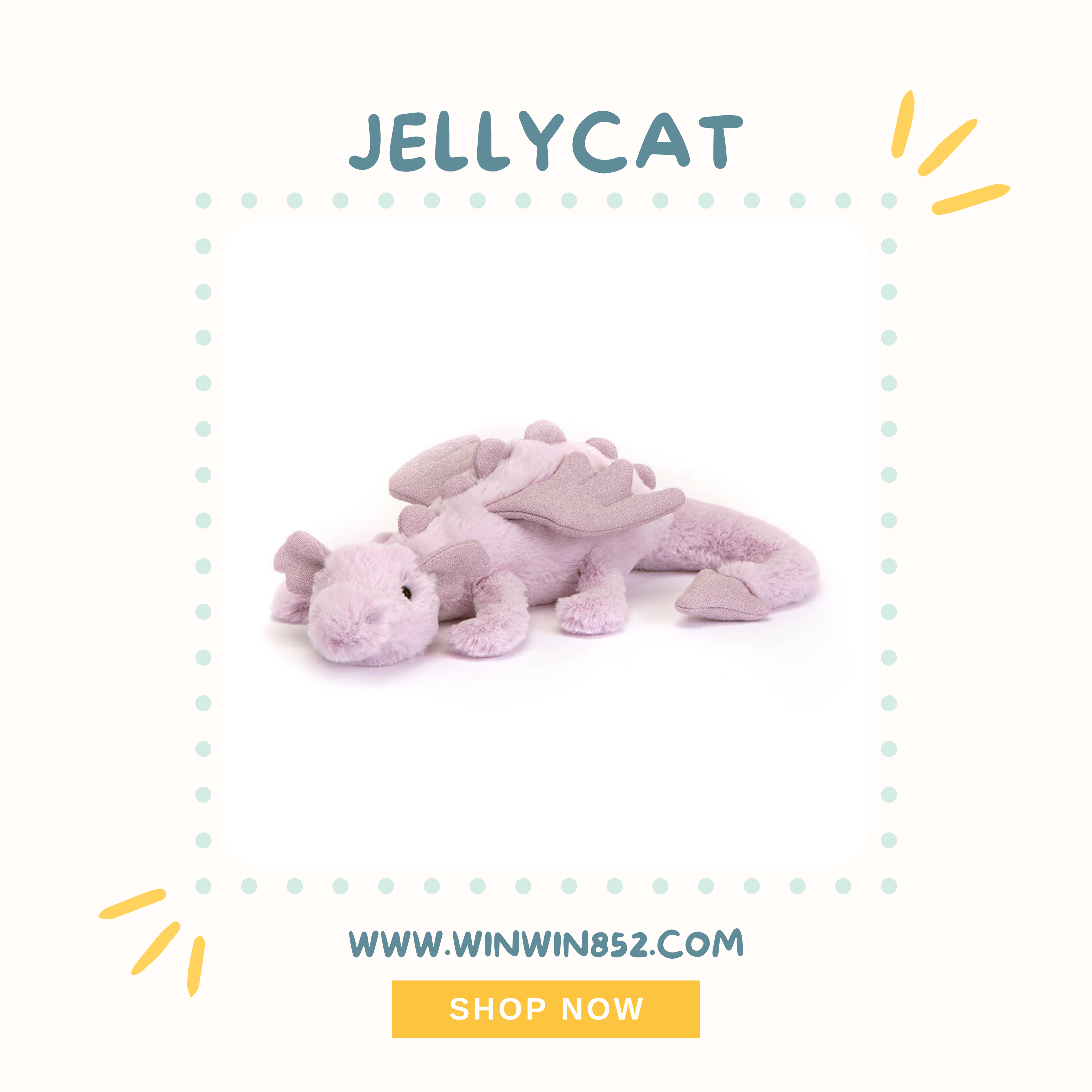 Jellycat Lavender Dragon Little Size 30cm