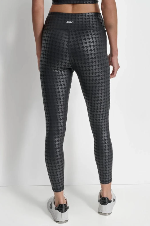 [S] DKNY HOUNDSTOOTH FOIL HIGH WAIST LEGGINGS,BLACK, DP4P3520-BLK [FINAL SALE] (SD1175)