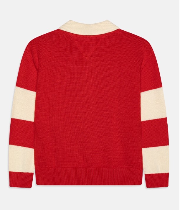 [S] TOMMY HILFIGER RED KIDS RUGBY STRIPE SWEATER, 71J4531-600 (STH1087)