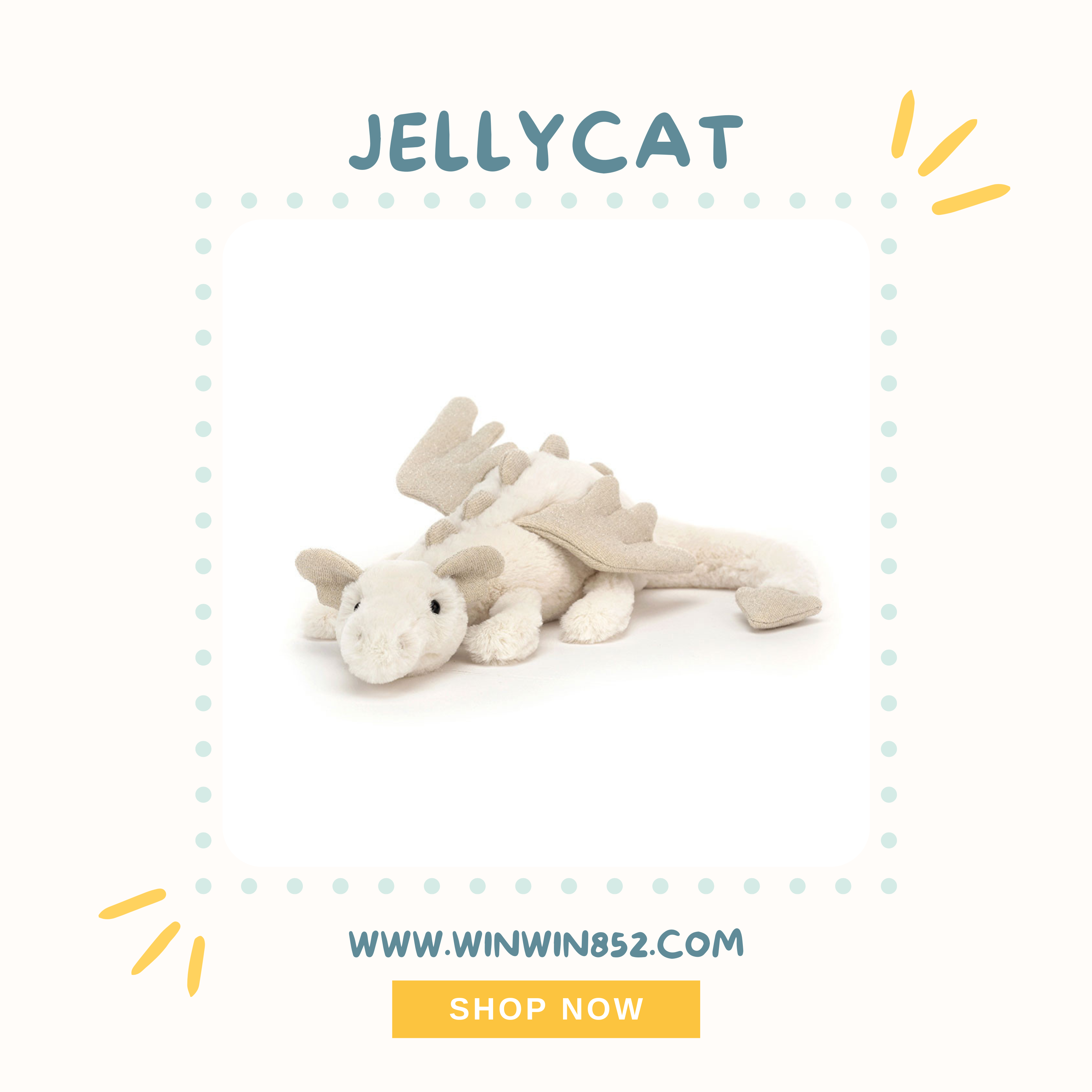 Jellycat Snow Dragon Little Size 30cm