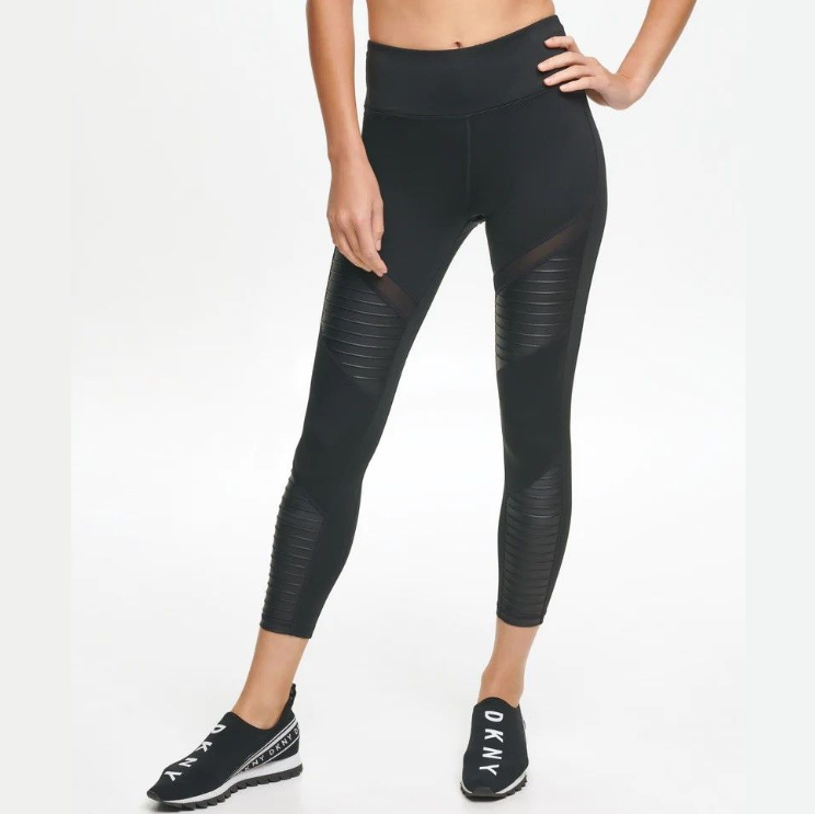 [S] DKNY HIGH WAISTED MOTO TIGHT,M,BLACK, DP1P2518-BLK FINAL SALE (SD235)