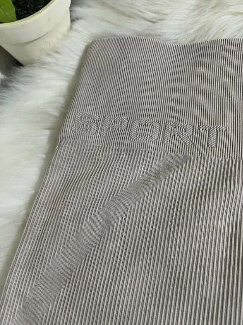 [S] DKNY HIGH WAISTED 7/8 RIB SEAMLESS TIGHT,TRUFFLE, DP1P2594-TRF FINAL SALE (SD233)