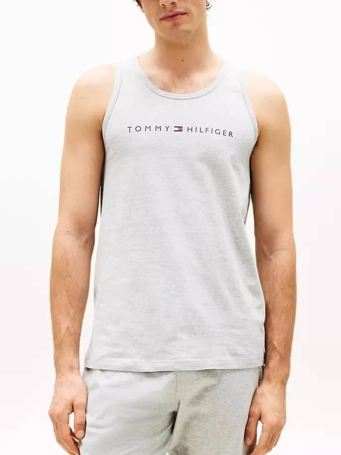 [S] TOMMY HILFIGER GREY HEATHER HILFIGER LOGO SLEEP TANK TOP, 09T4485-004 (STH1337)