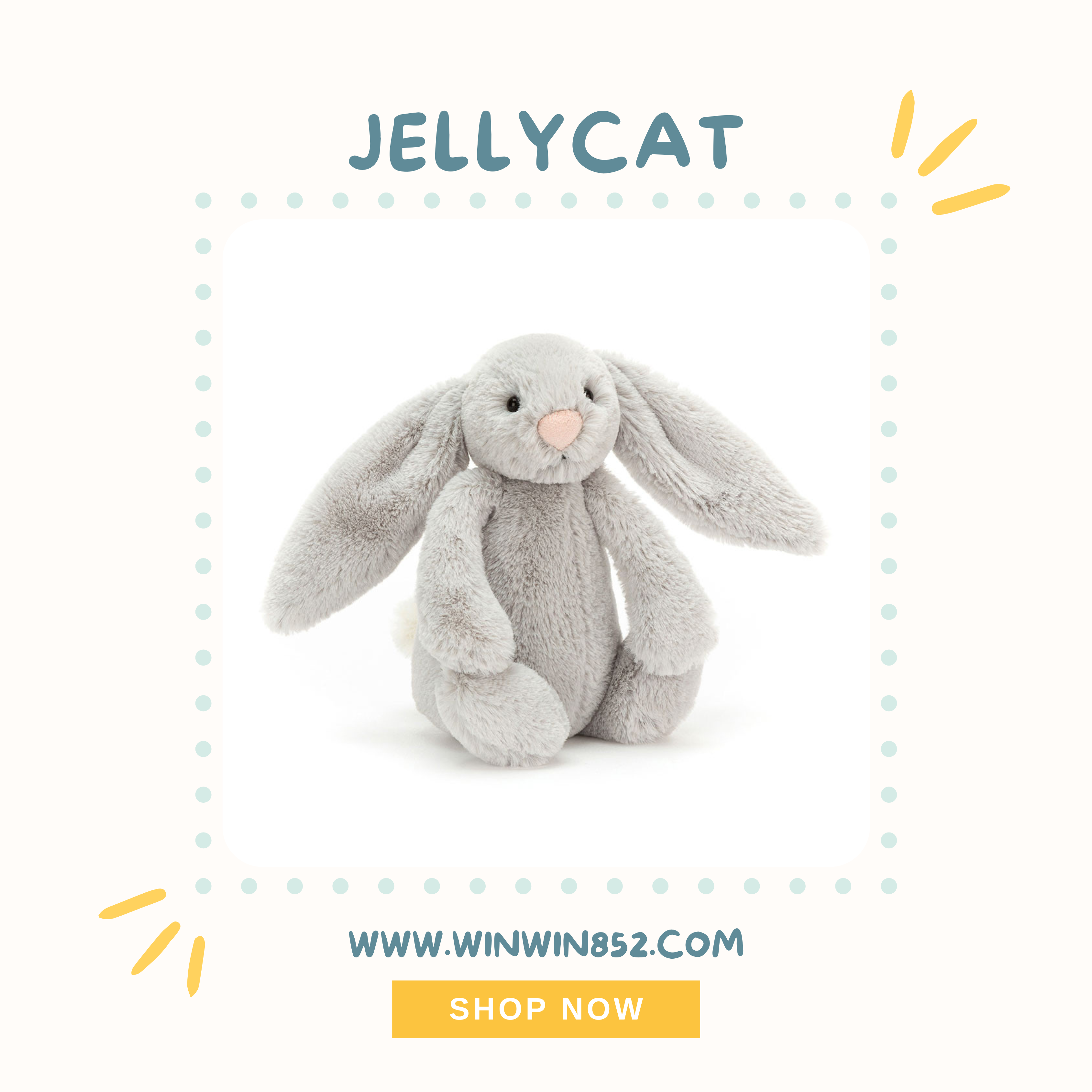 Jellycat Bashful Silver Bunny Small Size 18cm