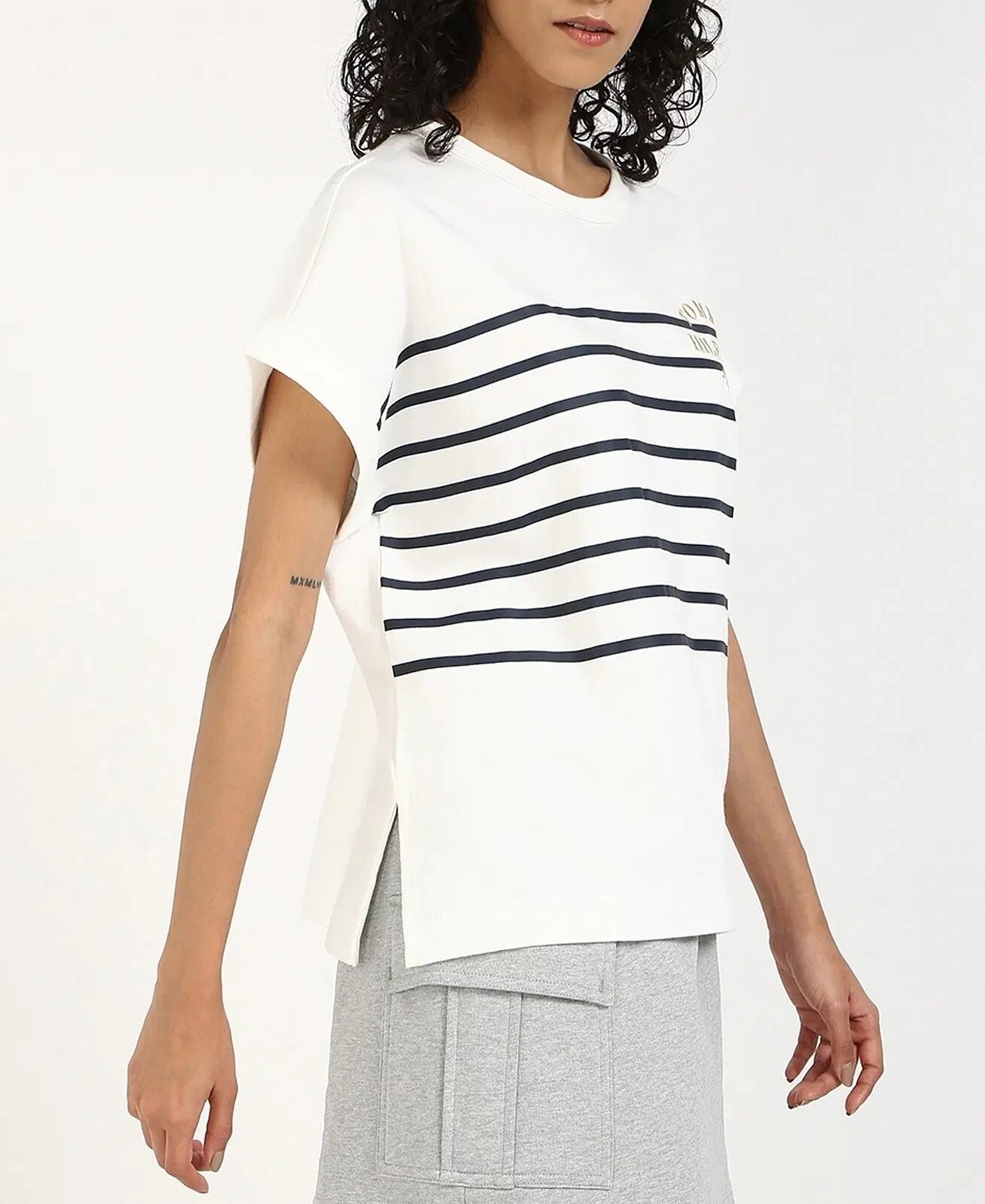 [S] TOMMY HILFIGER WHITE 1985 LOGO STRIPE T-SHIRT, XW04339-101 (STH1247)