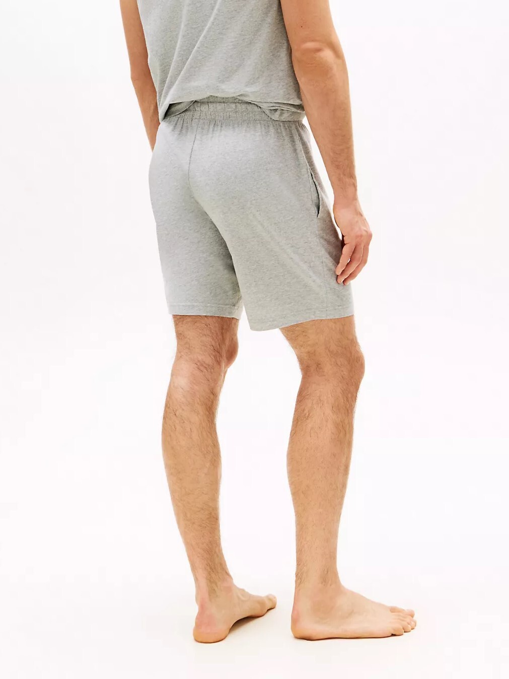 [S] TOMMY HILFIGER GREY HEATHER HILFIGER LOGO DRAWSTRING SLEEP SHORT, 09T4486-004 (STH1336)