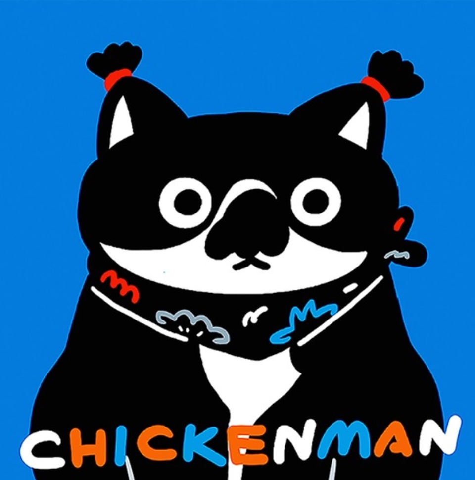 Chickenman 大雞雞人在文博會中極受歡迎，以兩隻毛小孩喜波與菠菜為主角，繪製了許多充滿溫馨與幽默的寵物插畫作品。