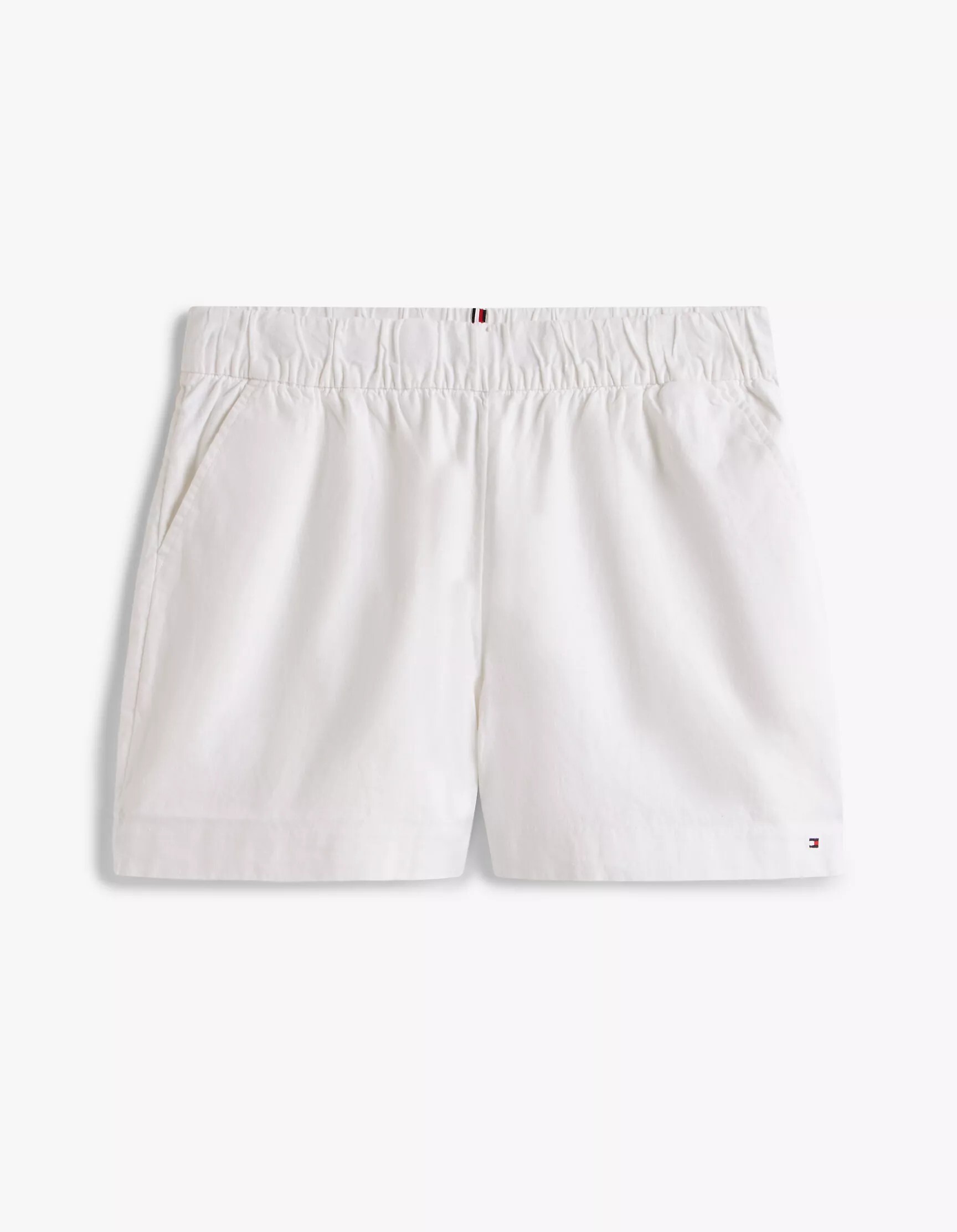 [S] TOMMY HILFIGER WHITE COTTON LINEN BLEND PULL ON SHORTS, XW04689-101 (STH1403)