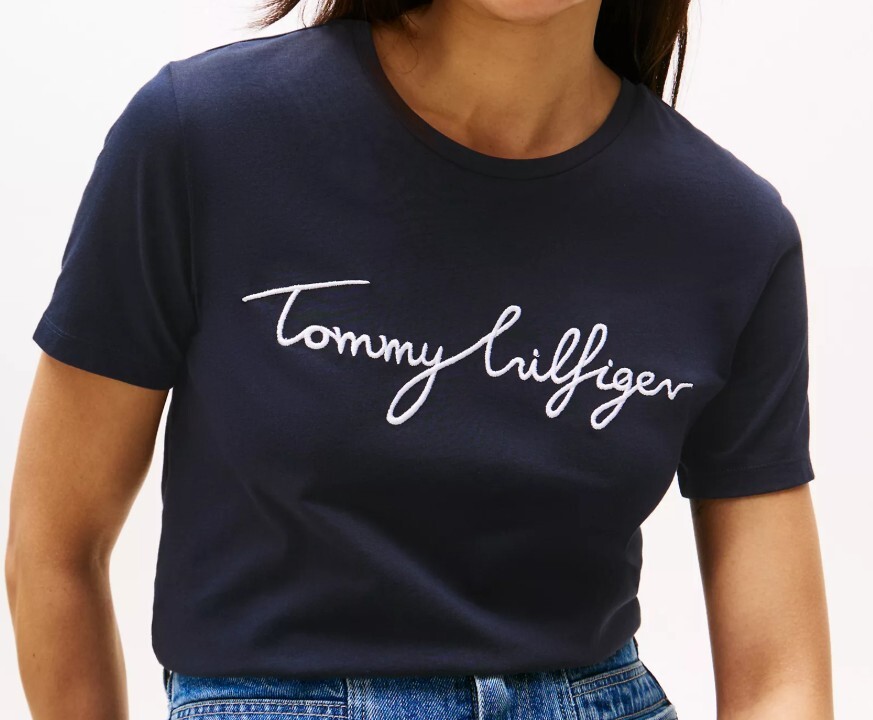 [S] TOMMY HILFIGER SIGNATURE CREWNECK T-SHIRT,NAVY, 76J3039-410 (STH171)