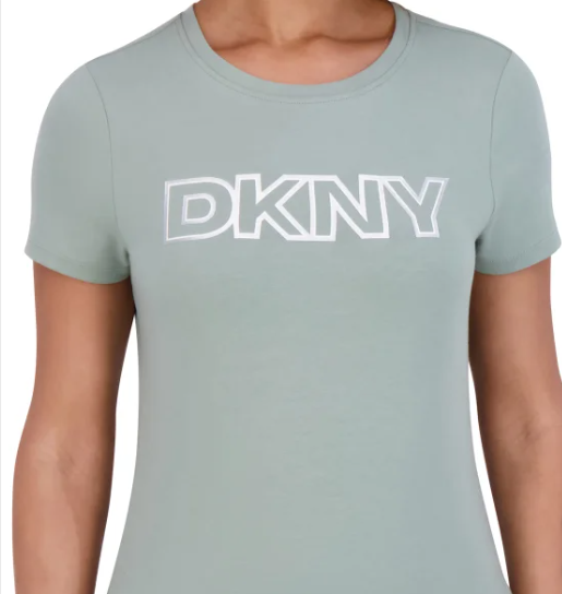 [S] DKNY GREEN SPORT WOMEN'S SHORT SLEEVE LOGO TEE, -GREEN (SD1475)