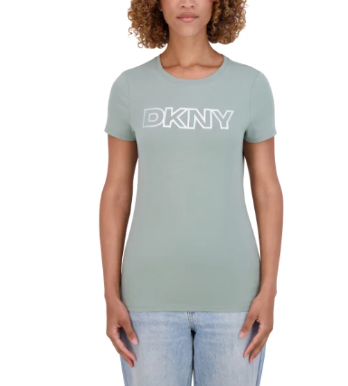 [S] DKNY GREEN SPORT WOMEN'S SHORT SLEEVE LOGO TEE, -GREEN (SD1475)
