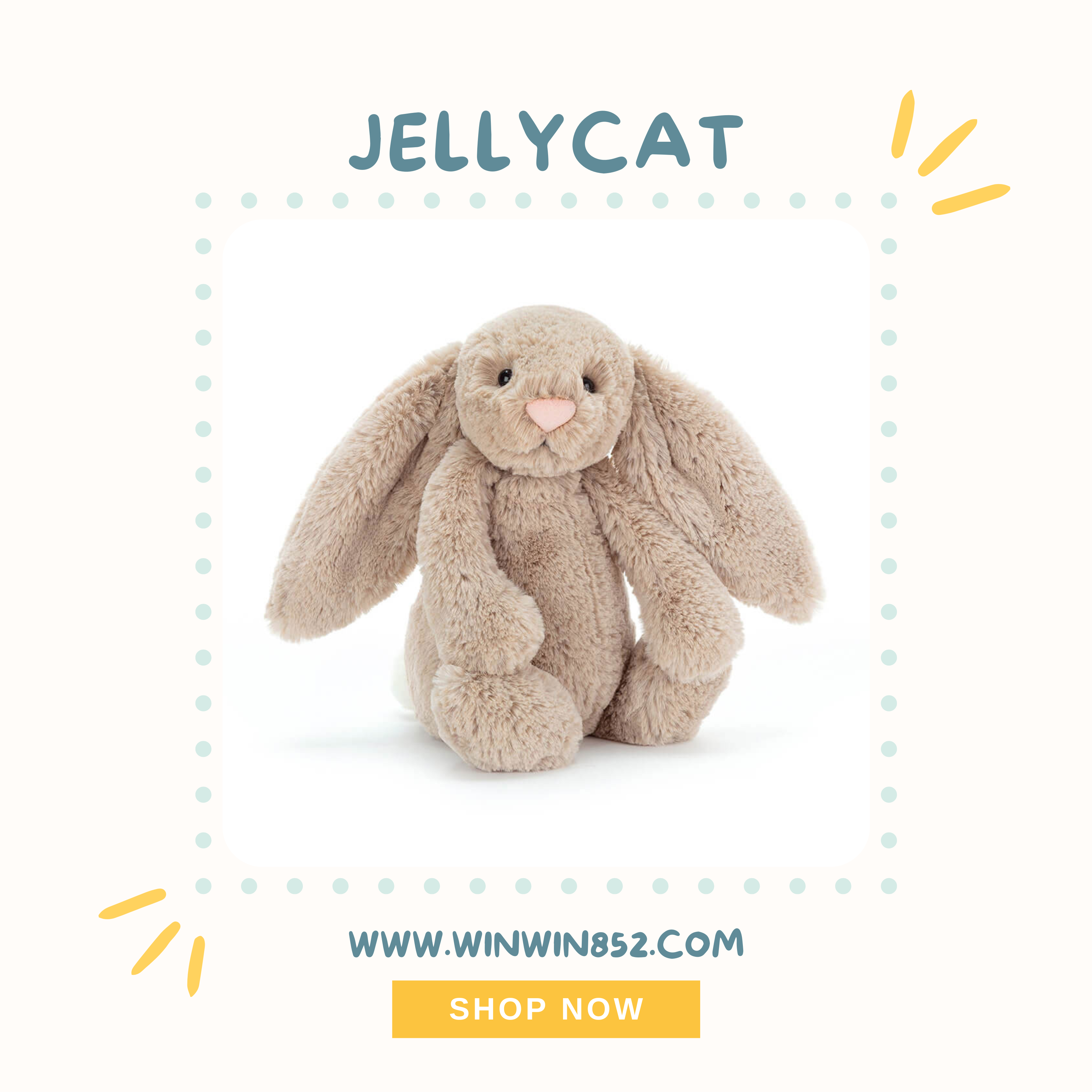 Jellycat Bashful Beige Bunny Medium Size 31cm