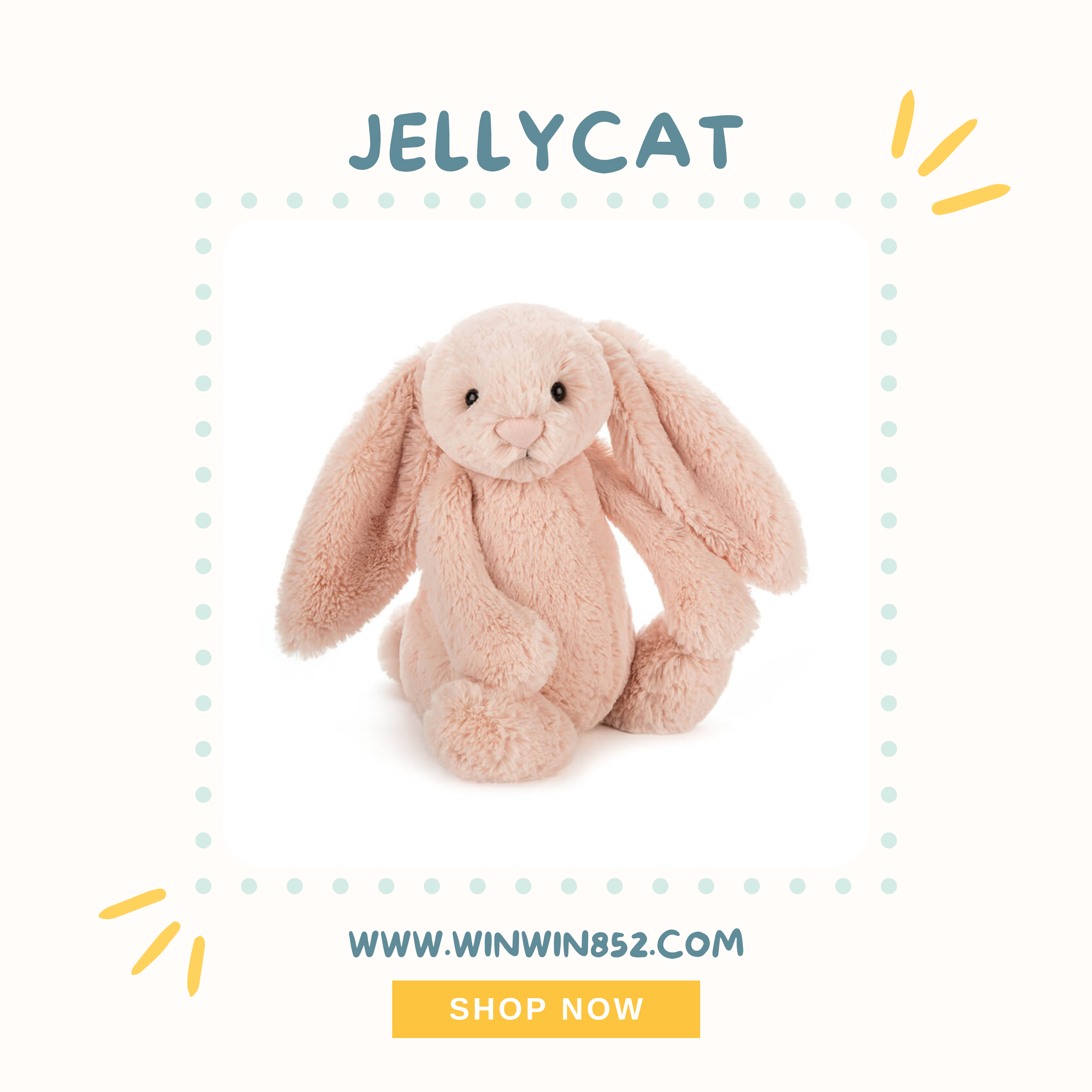 Jellycat Bashful Blush Bunny Medium Size 31cm
