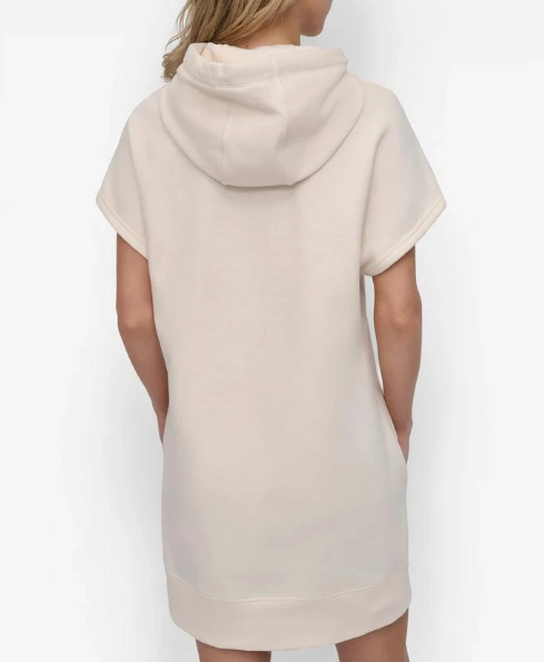 [S] DKNY EGGNOG/PEBBLE DP5D4899 ARCHED DKNY 89 DISTRESSED RHINESTONE LOGO DRESS, 732465905773 (SD1388)