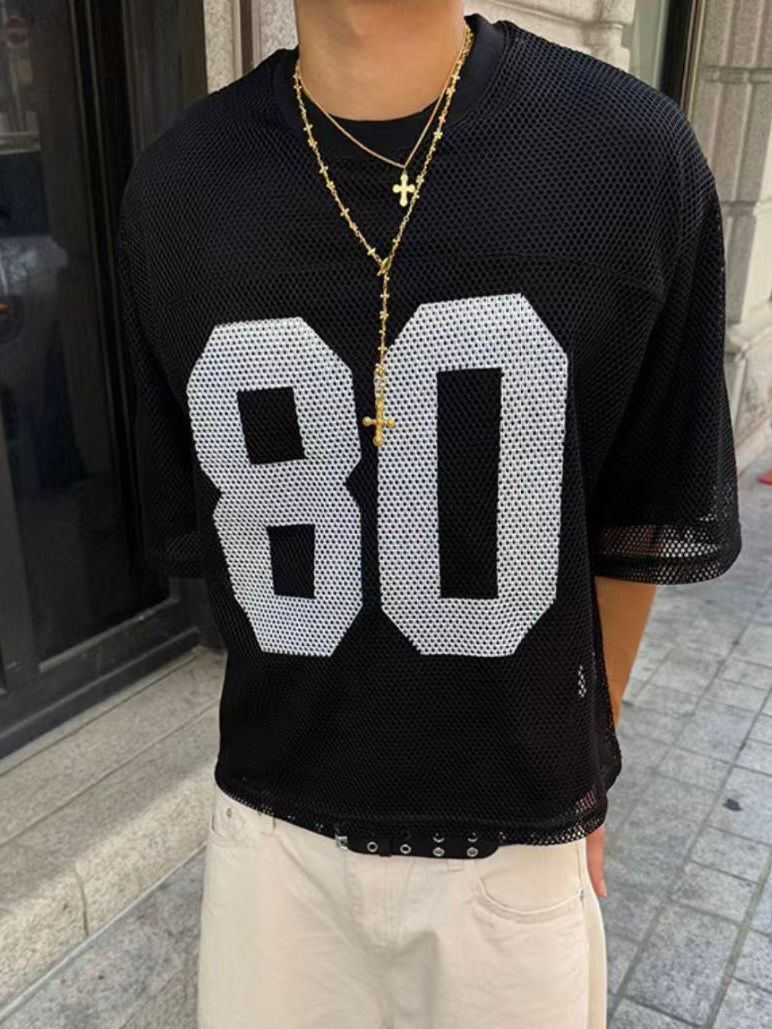 數字網紋Boxy短袖Tee DEAN-051T