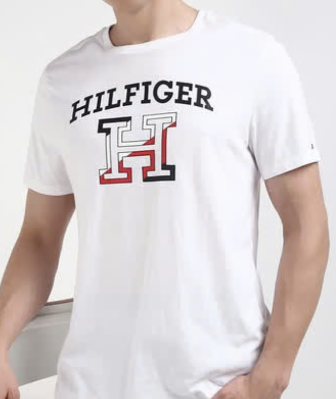 [S] TOMMY HILFIGER LOGO CREWNECK T-SHIRT [FINAL SALE],WHITE, 76J5080-100 (STH747)