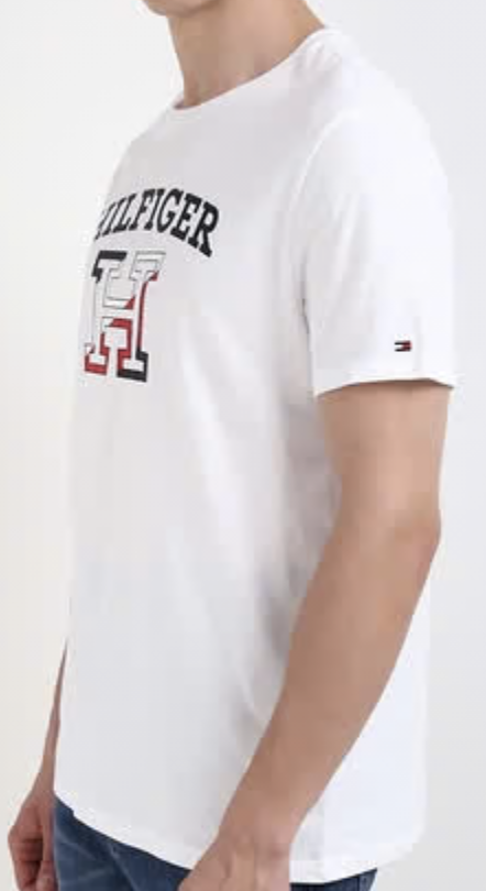 [S] TOMMY HILFIGER LOGO CREWNECK T-SHIRT [FINAL SALE],WHITE, 76J5080-100 (STH747)