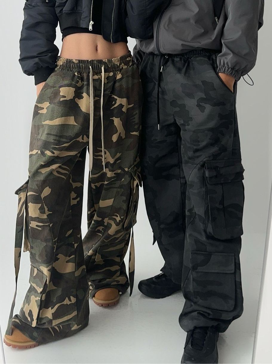 迷彩可束腳工裝鬆身褲 Hashtag-052P