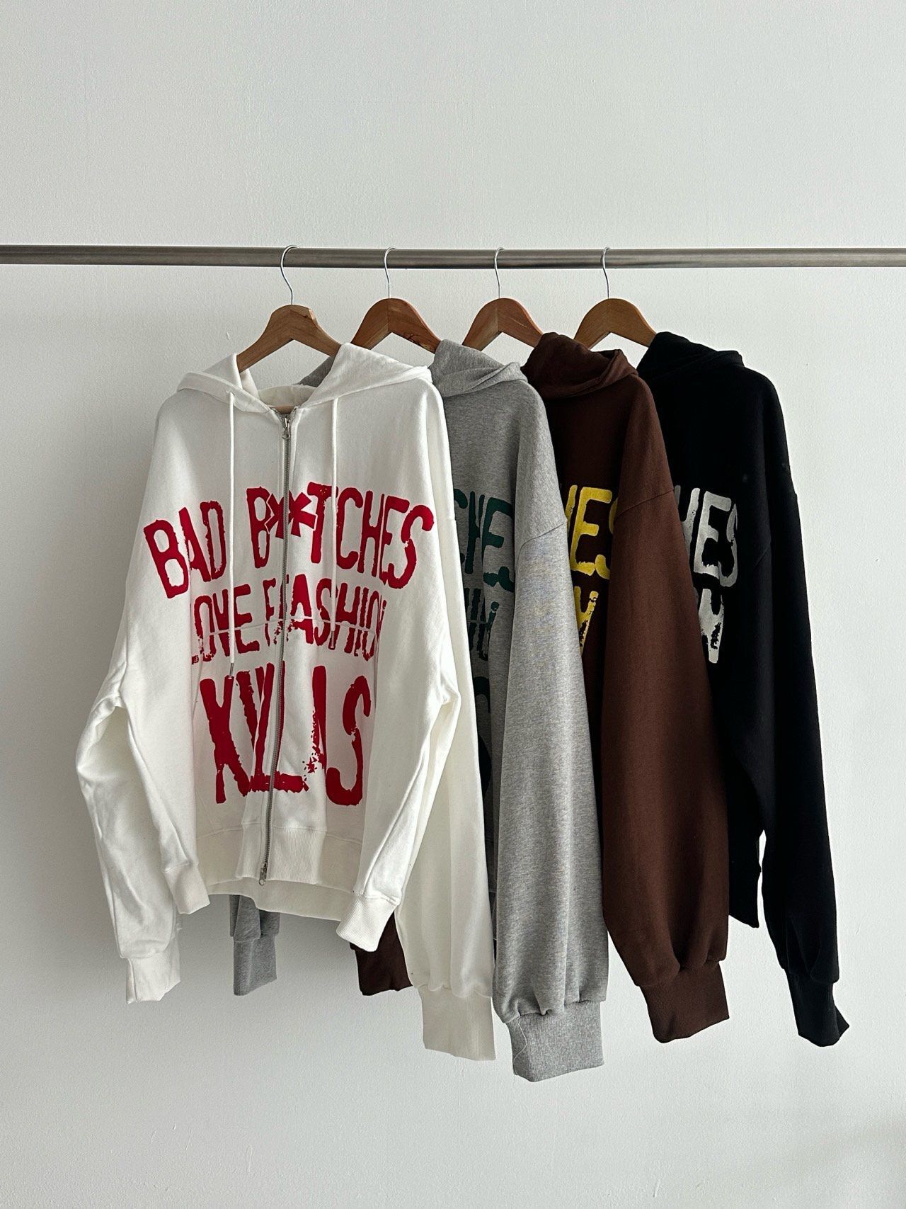 英文字連帽拉鍊外套 Hashtag-053JK