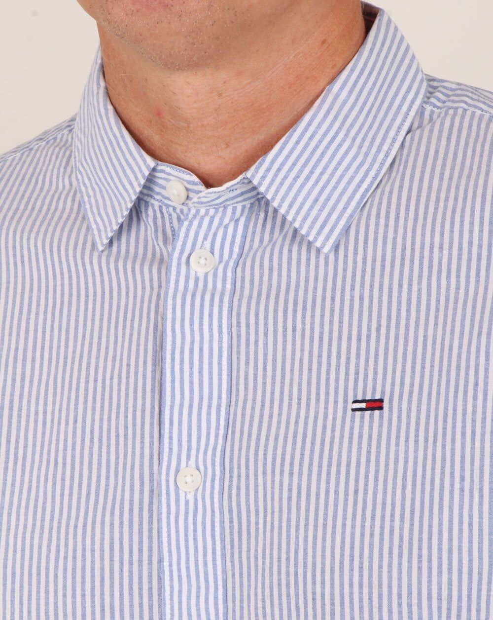 [S] TOMMY HILFIGER LIGHT BLUE STRIPE POLO SHIRT, 76J4827-430 (STH1389)