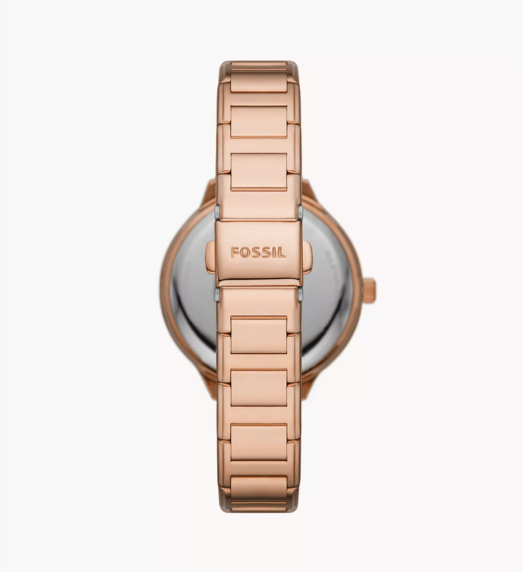 [S] FOSSIL Weslee Automatic Rose Gold-Tone Stainless Steel Watch, BQ3723 (SFF10)