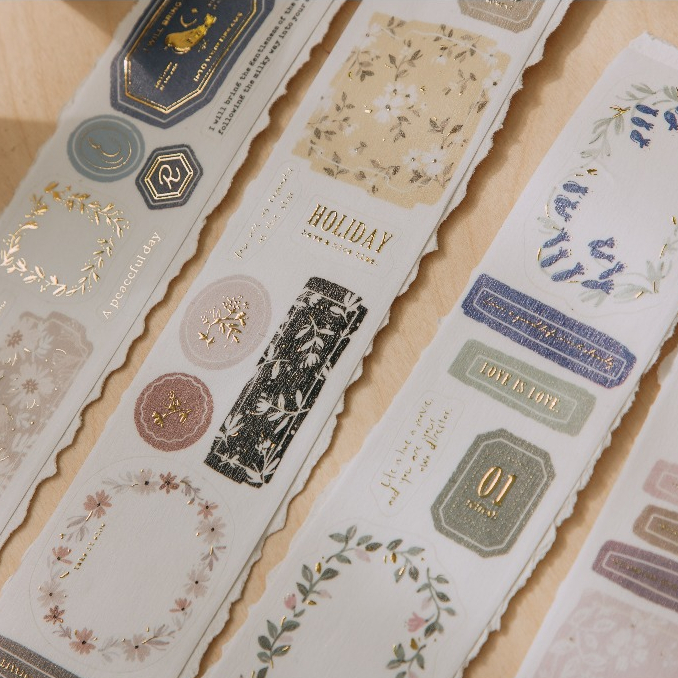 綴飾與隨筆 割型燙金和紙膠帶 貼紙卷｜wwiinngg