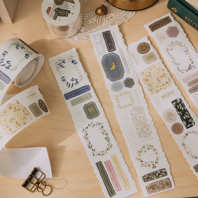 綴飾與隨筆 割型燙金和紙膠帶 貼紙卷｜wwiinngg