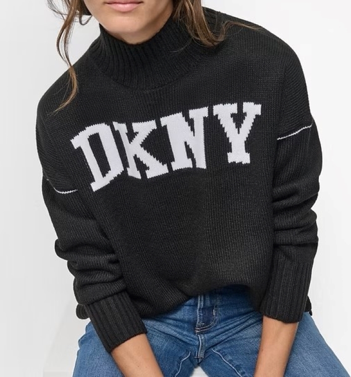 [S] DKNY LOGO TURTLENECK SWEATER,BLACK/IVORY, DJ4R0514-BLI [FINAL SALE] (SD1084)