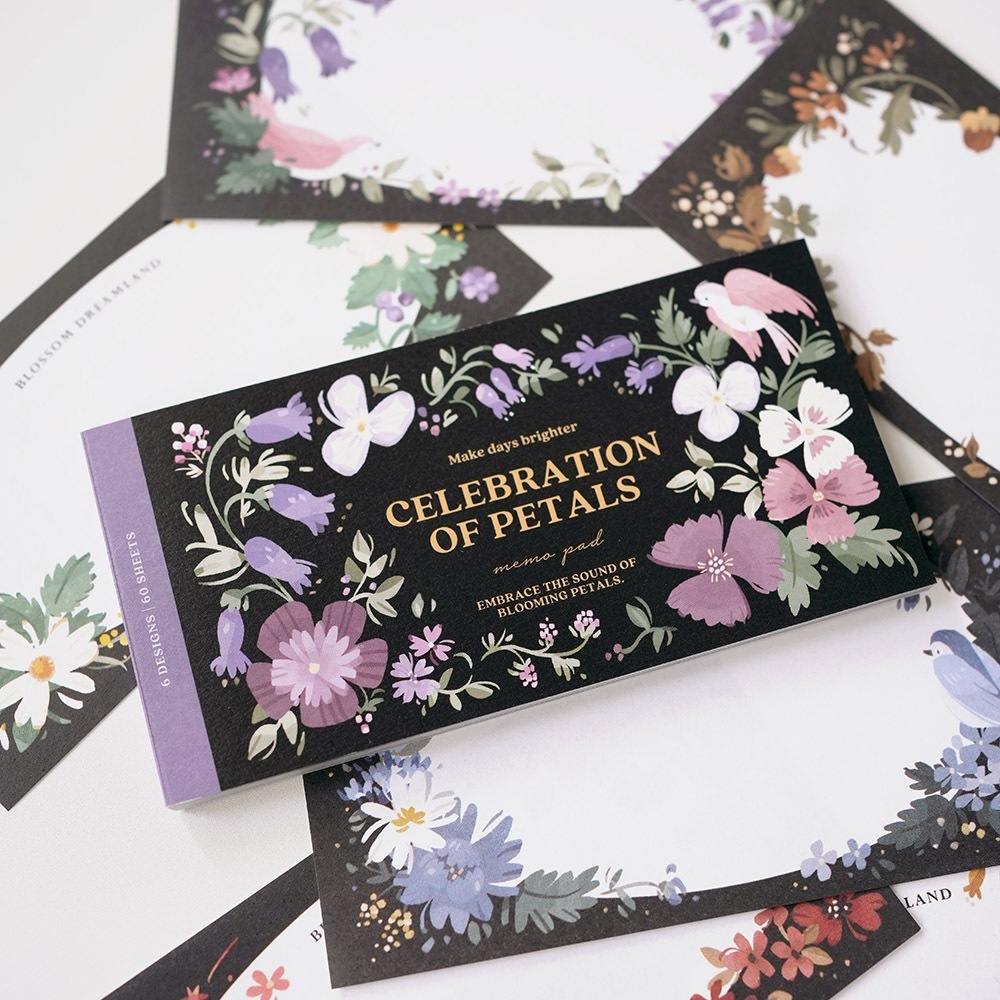 月夜綻放＿花花便條本 60枚｜wwiinngg