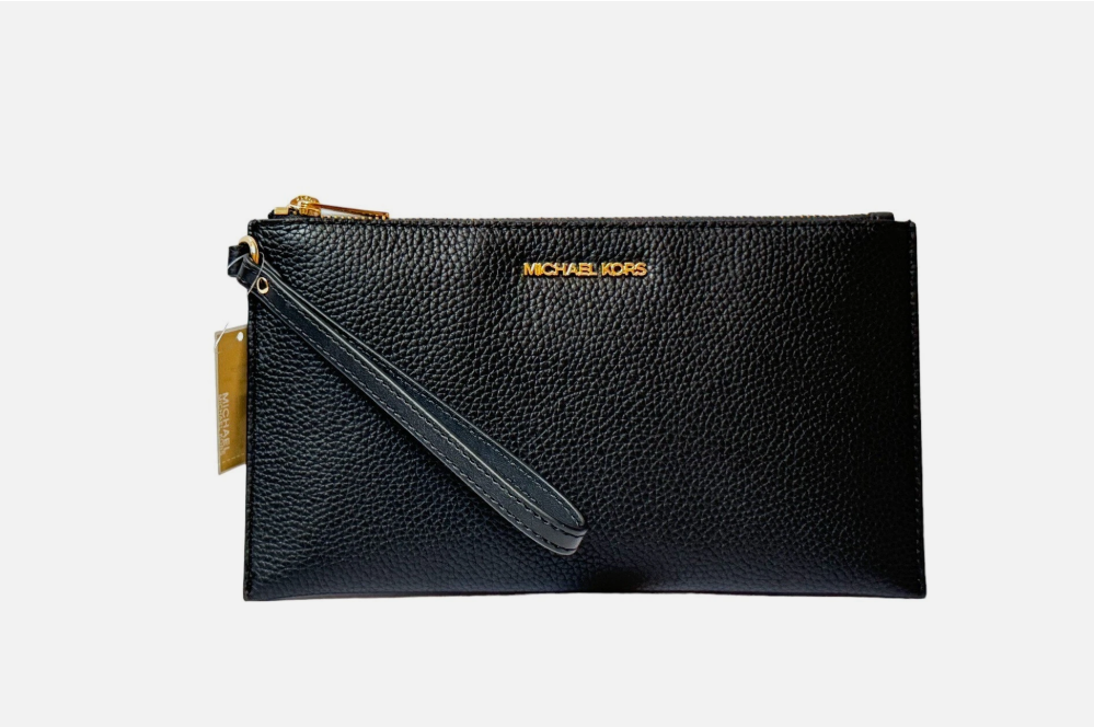 [S] MICHAEL KORS 35S4GTVW3L JET SET TRAVEL LEATHER LG TZ WRISTLET,BLACK, 196237628435 (SMK1002)