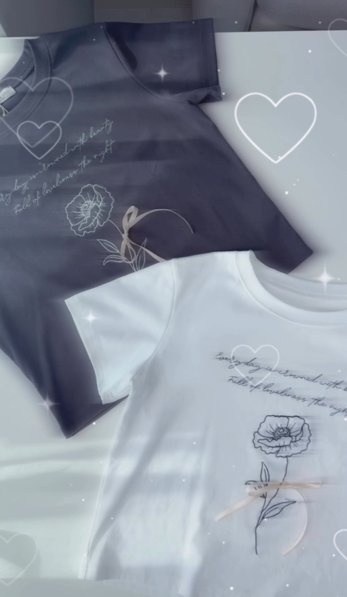 *莫代爾超舒服大彈性質～* BJ2 MADE SERIES* THE RIBBON FLOWERY 𑁍ࠬܓ TEE TOP