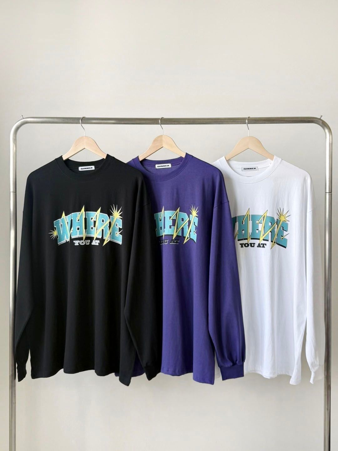 英文字圖案長袖衫 GUNNER-022T