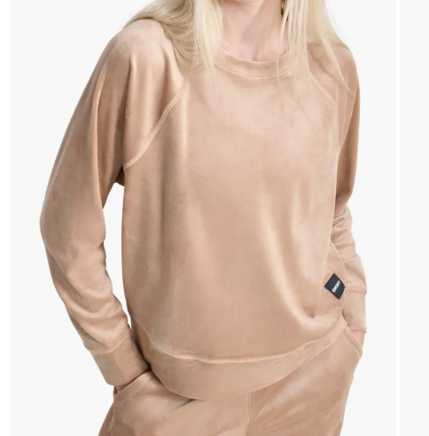 [S] DKNY PLATINUM VELOUR RHINESTONE LOGO PULLOVER,PRALINE, DP4T1102-EIZ [FINAL SALE] (SD1193)